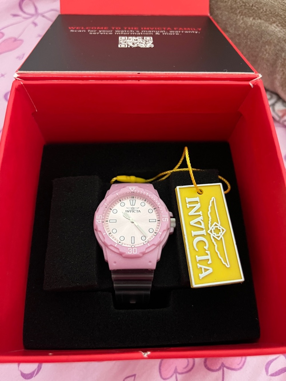 Invicta Pink and Yellow Tag Women's Sport Watch